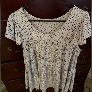 Black and white Polkadot babydoll top